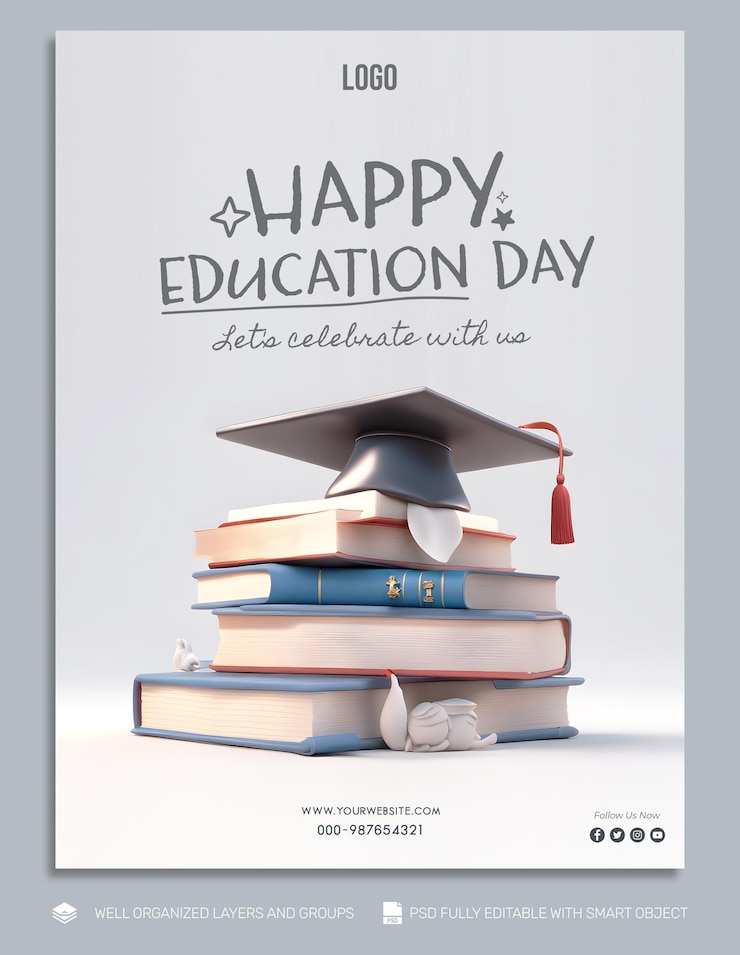PSD psd template banner en flyer internationale dag van het onderwijs social media post
