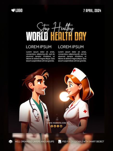 PSD psd template banner en flyer wereldgezondheidsdag social media post