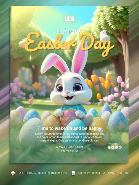 PSD psd template banner and flyer easter day social media post