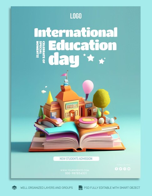 PSD psd template banner and flyer international education day social media post