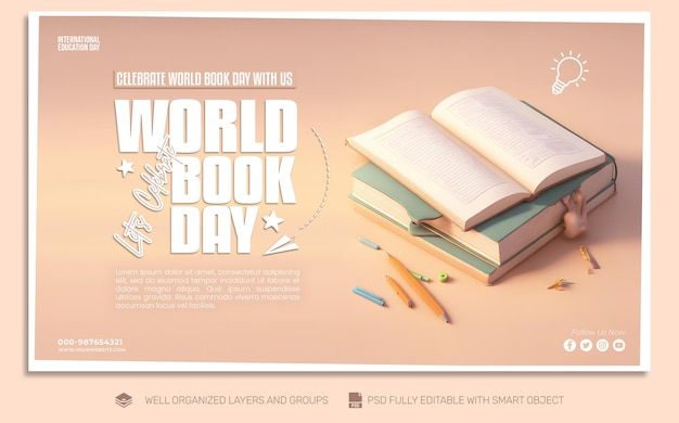 psd template banner and flyer international education day social media post