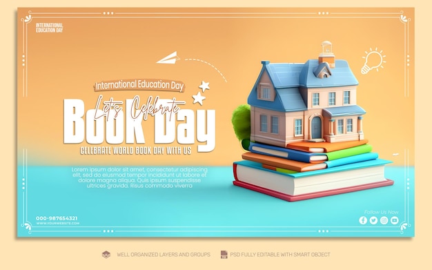 PSD psd template banner and flyer international education day social media post