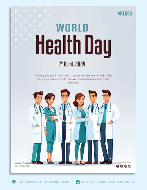 Psd Template Banner I Flyer światowy Dzień Zdrowia W Mediach Społecznościowych