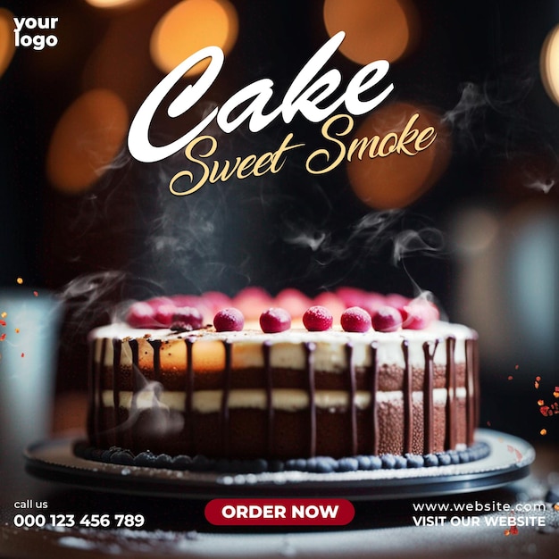 PSD TEMPLATE cake sale template for social media post or square banner template design