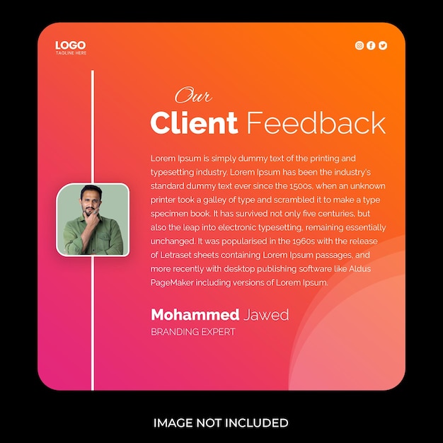 Modello psd per la testimonianza di recensione del cliente