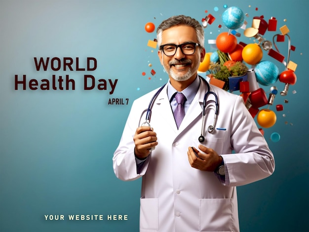 PSD psd template doctor viert de wereldgezondheidsdag 7 april gegenereerd door ai