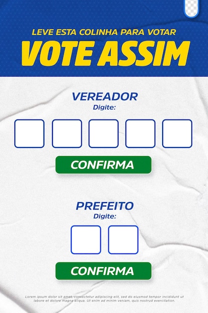 Modello psd editable campagna politica in brasile consigliere presidente vice eleicoes brasiliano