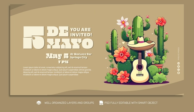 PSD psd template 플라이어와 배너 cinco de mayo 미디어 포스트