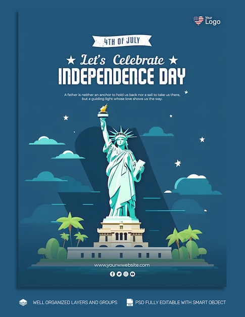 PSD psd template flyer amp banner american independence day social media post