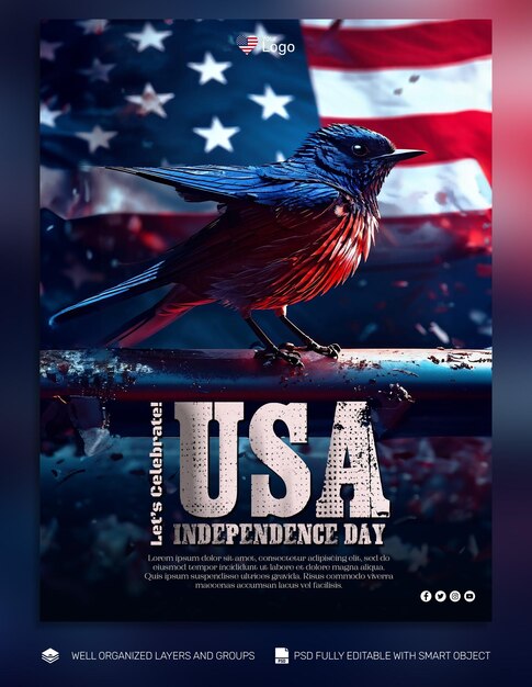 PSD psd template flyer amp banner american independence day social media post