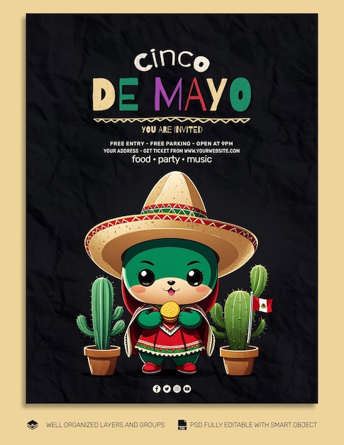 PSD psd template flyer e banner cinco de mayo post mediatico