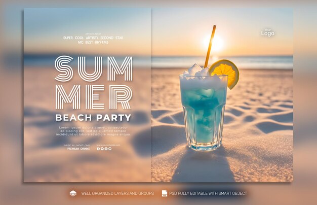 PSD psd template flyer amp banner summer invitation