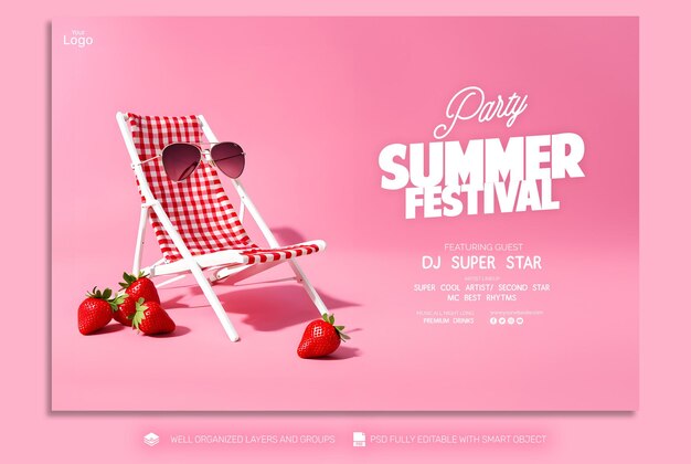 PSD psd template flyer amp banner zomer uitnodiging