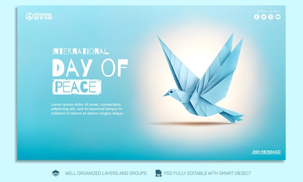 Psd template flyer international day of peace social media post