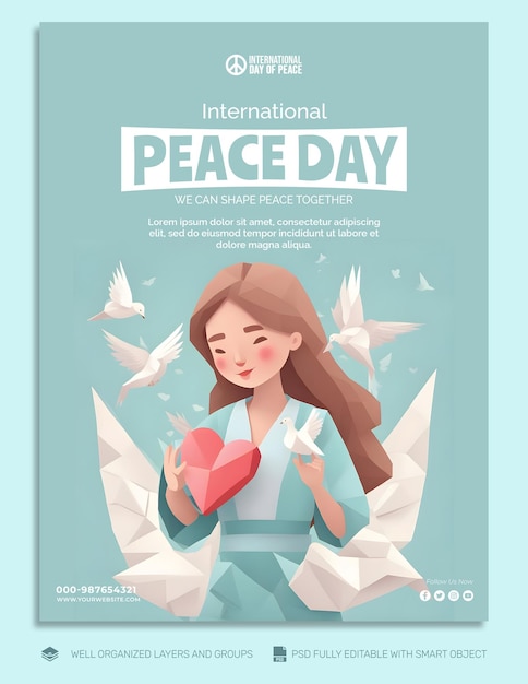 PSD psd template flyer international day of peace social media post