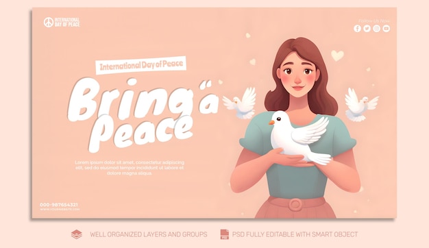 PSD TEMPLATE FLYER International Day of Peace social media post