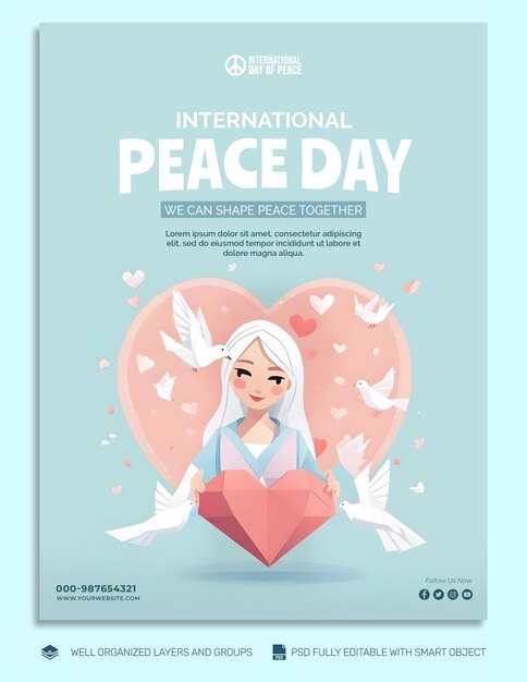 PSD psd template flyer international day of peace social media post