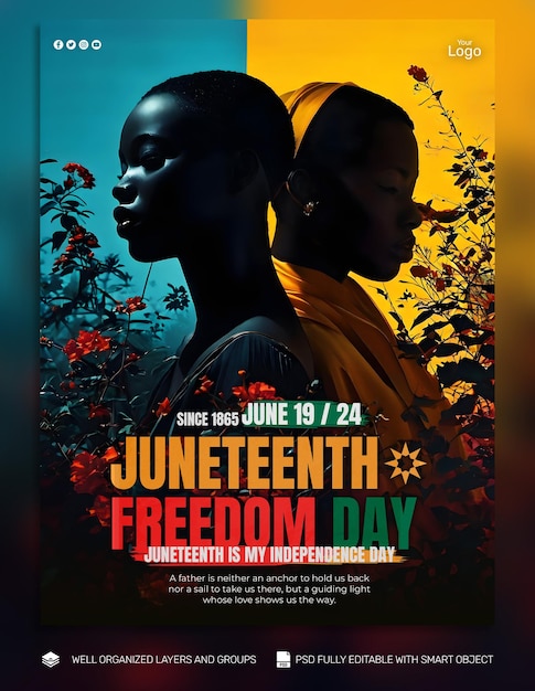 PSD psd template flyer juneteenth a day social media post