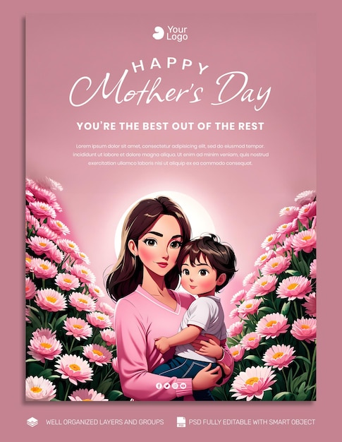 Psd template flyer mother days media post