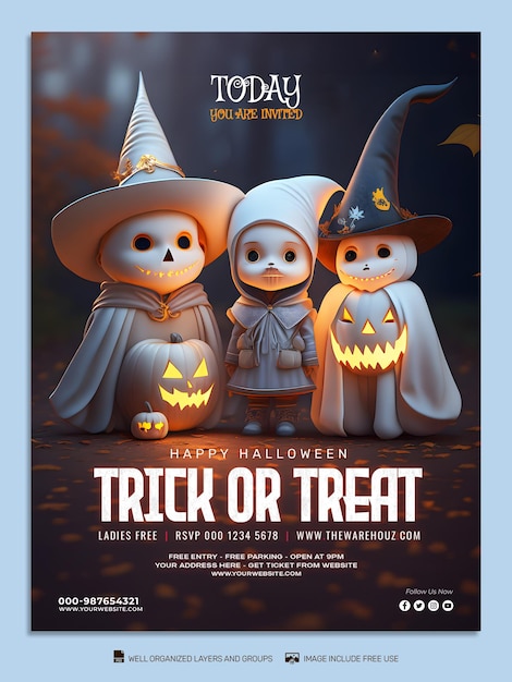 PSD psd template post sui social media di halloween feed flyer banner