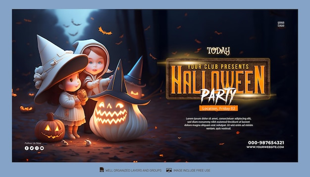 PSD psd template post sui social media di halloween feed flyer banner