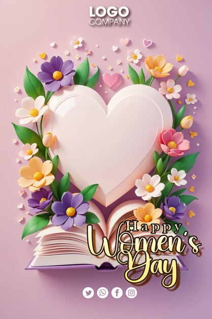 PSD template Happy Womens Day decorative festive object Background design