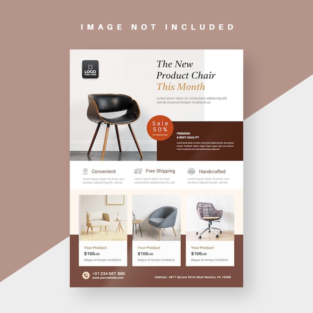psd template interior and furniture product promotion flyer