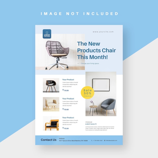 psd template interior and furniture product promotion flyer