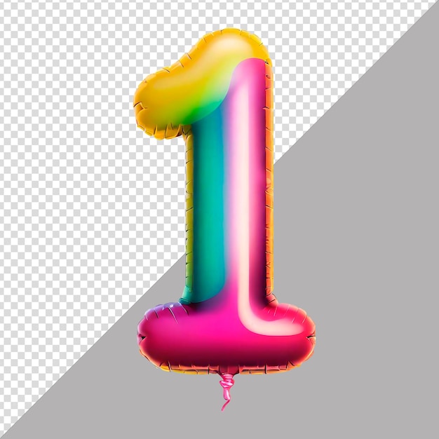 PSD template number one made of birthday balloon