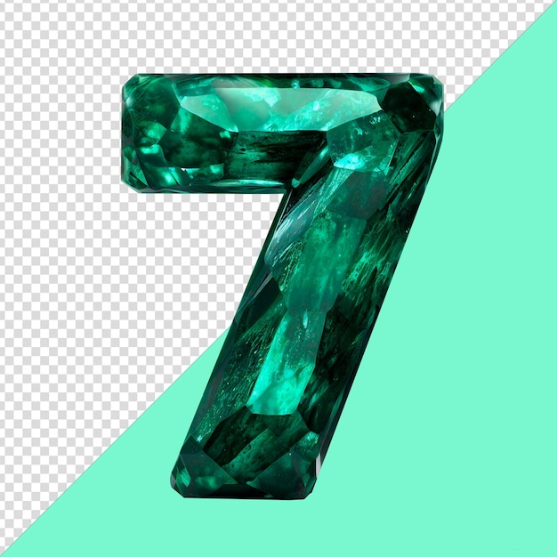 PSD template number seven made of emerald diamond without background