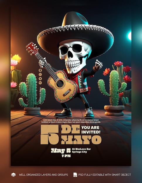 Постер и флаер psd template cinco de mayo медиа-пост