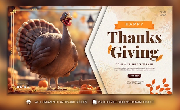 PSD psd template poster amp banner thanksgiving and the harvest feast social media post