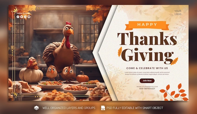 PSD psd template poster amp banner thanksgiving and the harvest feast social media post