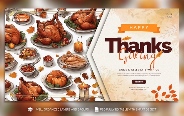 PSD psd template poster amp banner thanksgiving and the harvest feast social media post