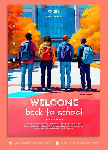 PSD psd template poster and flyer back to school