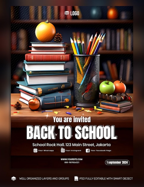PSD psd template poster and flyer back to school