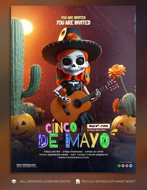 PSD psd template poster and flyer cinco de mayo media post