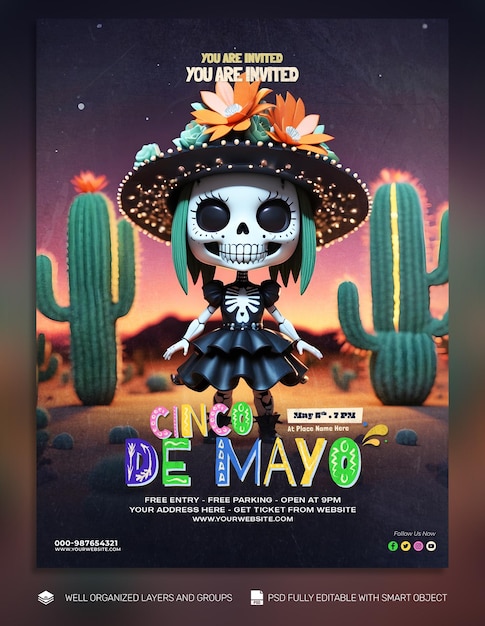 PSD psd template poster and flyer cinco de mayo media post