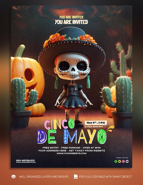 PSD psd template poster and flyer cinco de mayo media post