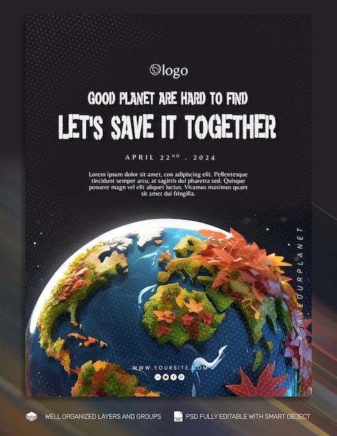 PSD post sui social media del psd template poster e flyer earth day