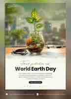 PSD psd template poster and flyer earth day social media post