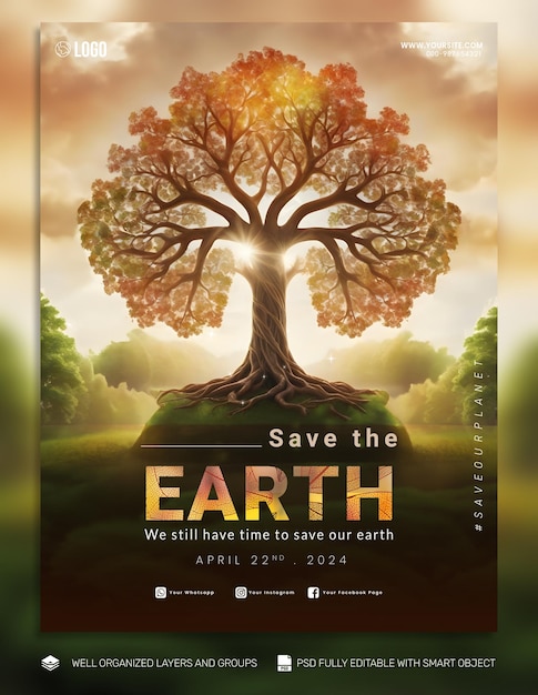 PSD psd template poster and flyer earth day social media post