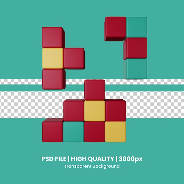 Psd tetris 3d icon illustratie