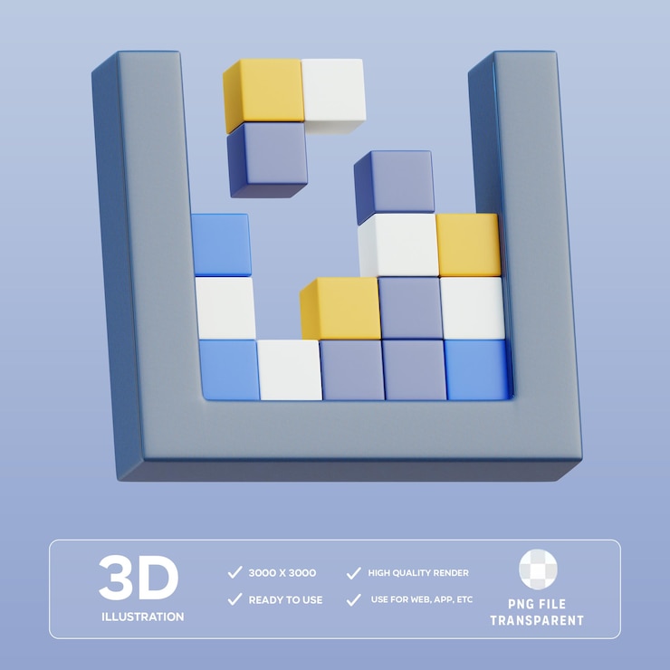 PSD psd tetris block 3d illustration
