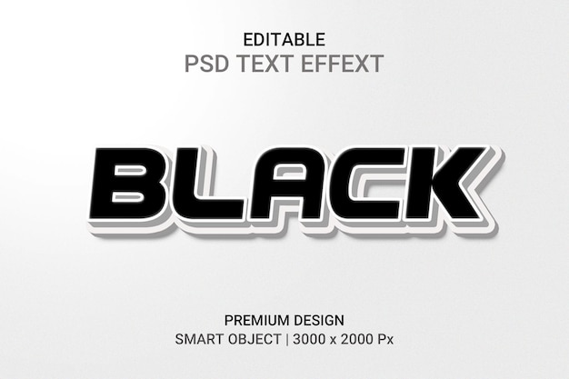 PSD テキストエフェクト 黒と白の商品の広告 タイトル 簡単なテキスト