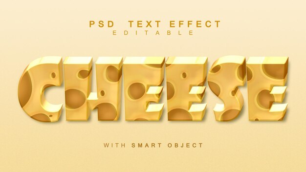 PSD text effect cheese can editable text with smart object