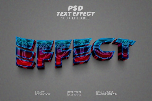 Psd text effect editable 3d style