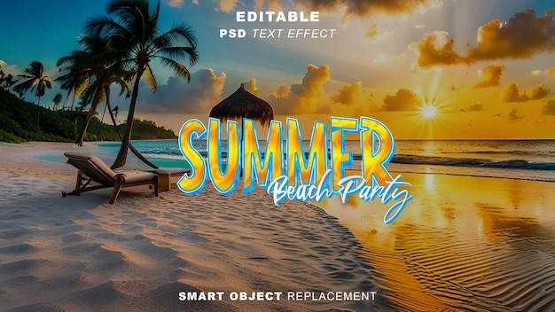 PSD psd text effect for summer vibes with palm trees on the background