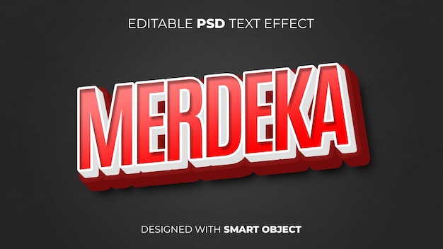 Psd text effect van merdeka voor de indonesische onafhankelijkheidsdag