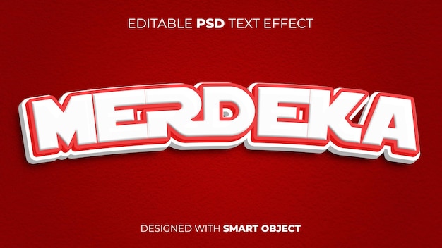 Psd text effect van merdeka voor de indonesische onafhankelijkheidsdag